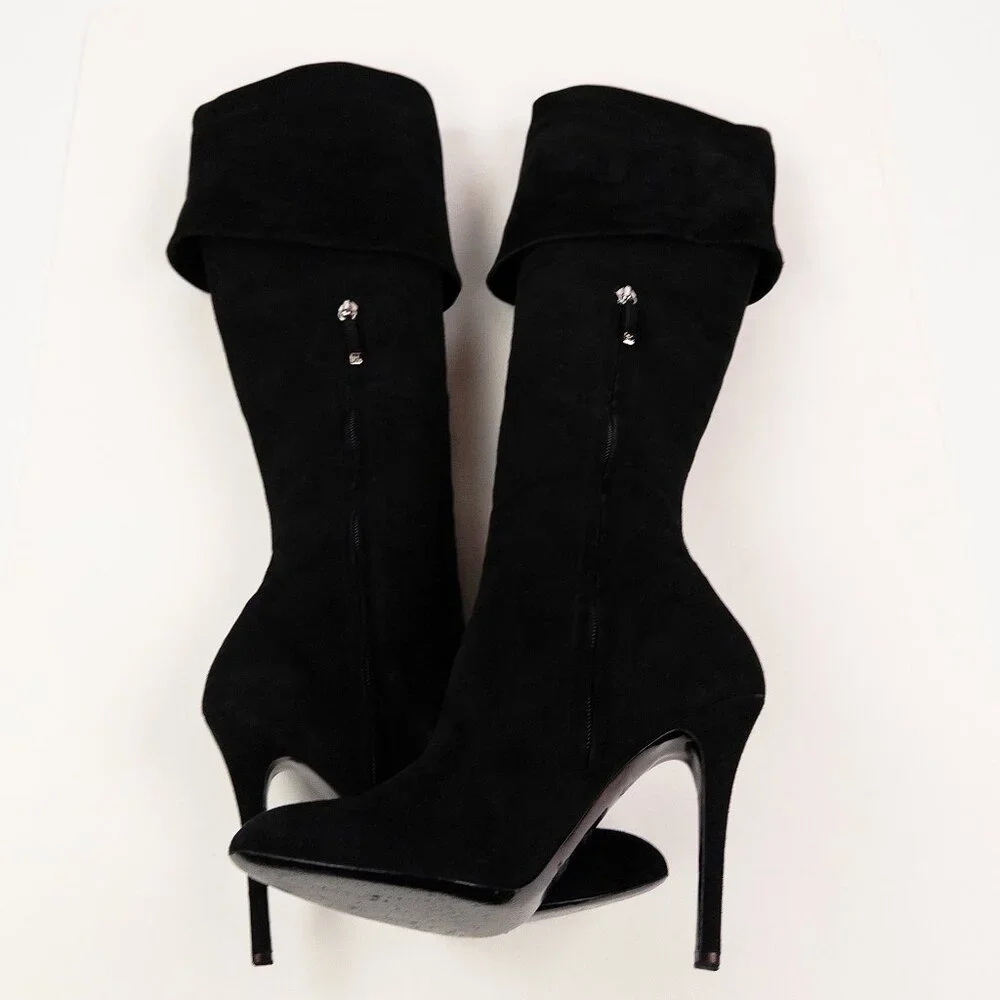 Ralph Lauren Collection Purple Label Tall Suede Heeled Boots - Picture 8 of 14